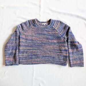 Madewell Kersdale Blue/Multi Galaxy Space-Dyed Pullover Cropped Sweater Wool S